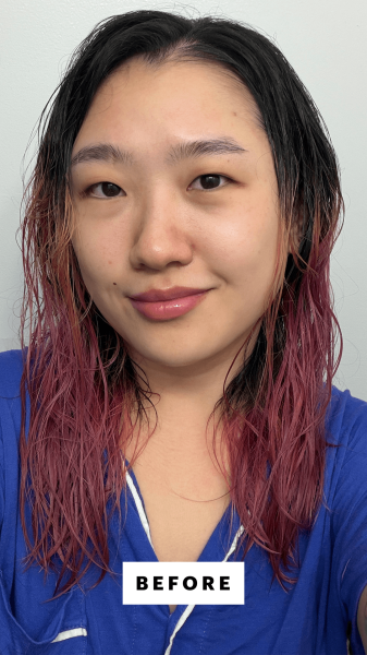 Han before applying the Lolavie Glossing Detangler