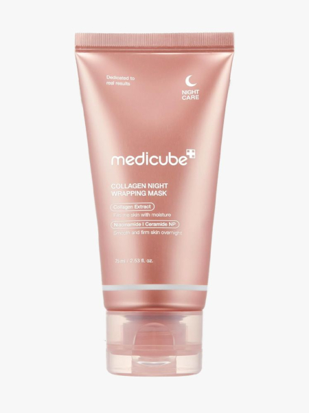 Medicube Collagen Night Wrapping Mask in branded tube component on a light gray background