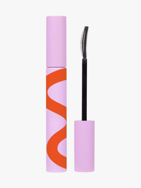 Tower 28 MakeWaves Mascara purple and orange tube of mascara on light gray background